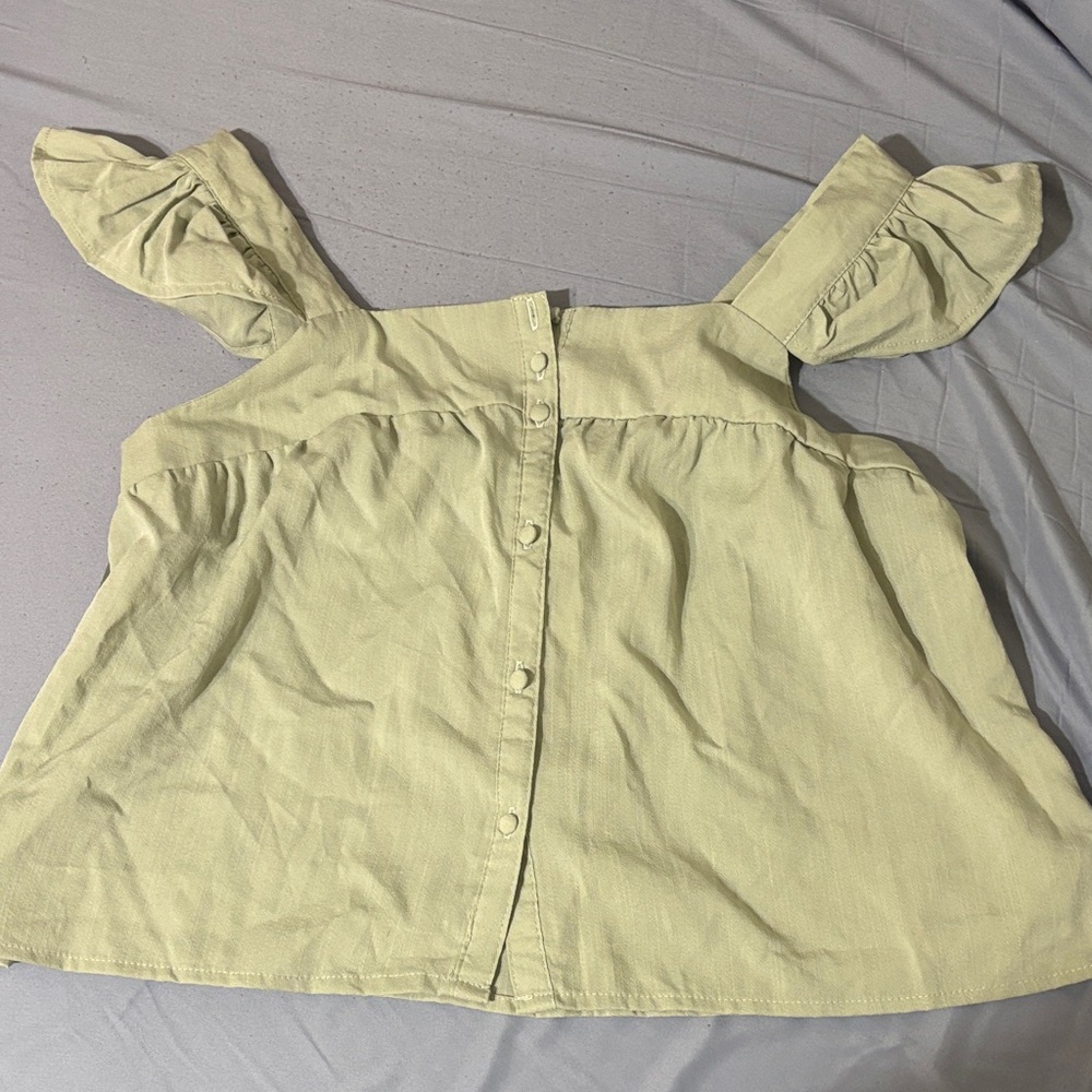 Blu Pepper Light Green Off-Shoulder Blouse